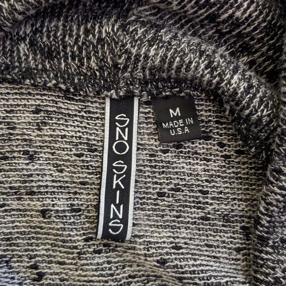 Sno Skins Size M Gray Black Cowl Neck Semi Sheer Asymetrical Sweater - Picture 5 of 7